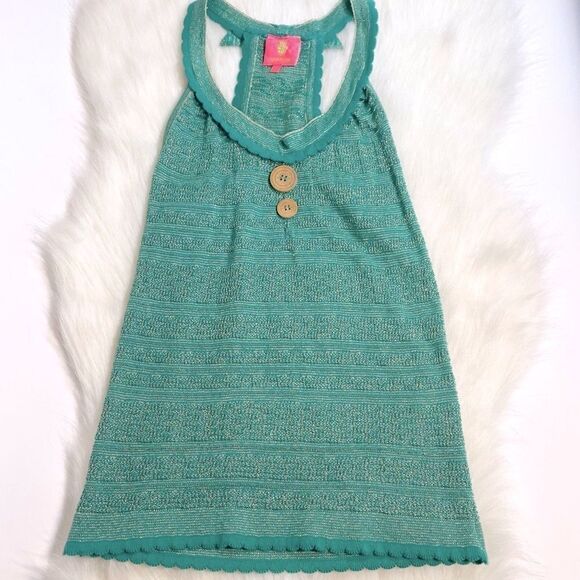 Anthropologie Manoush Green Glitter Knit Tank Top - Picture 4 of 9